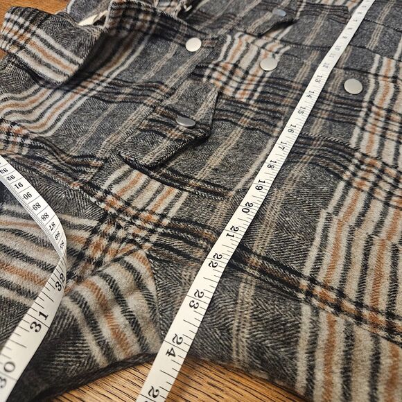 Altar'D State Destroyed Thick Plaid Flannel Shacket Abigail Cropped M Grunge Alt - Picture 7 of 8